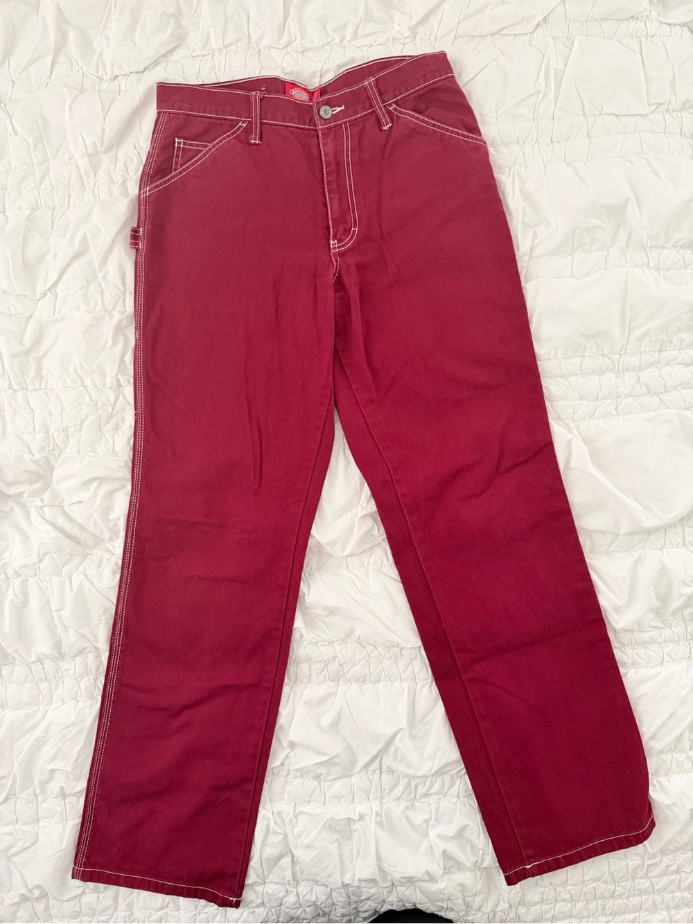 Dickies Women's Straight-Leg Painter Pants in Burgundy Red 27